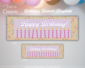 Birthday Banner Template | Happy Birthday Banner | Canva Template | Digital Download | Walgreens Banner Template | Editable Banner