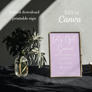 Connect with us sign, Social media sign, small business sign, printable sign, connect with us template, instagram sign, facebook sign