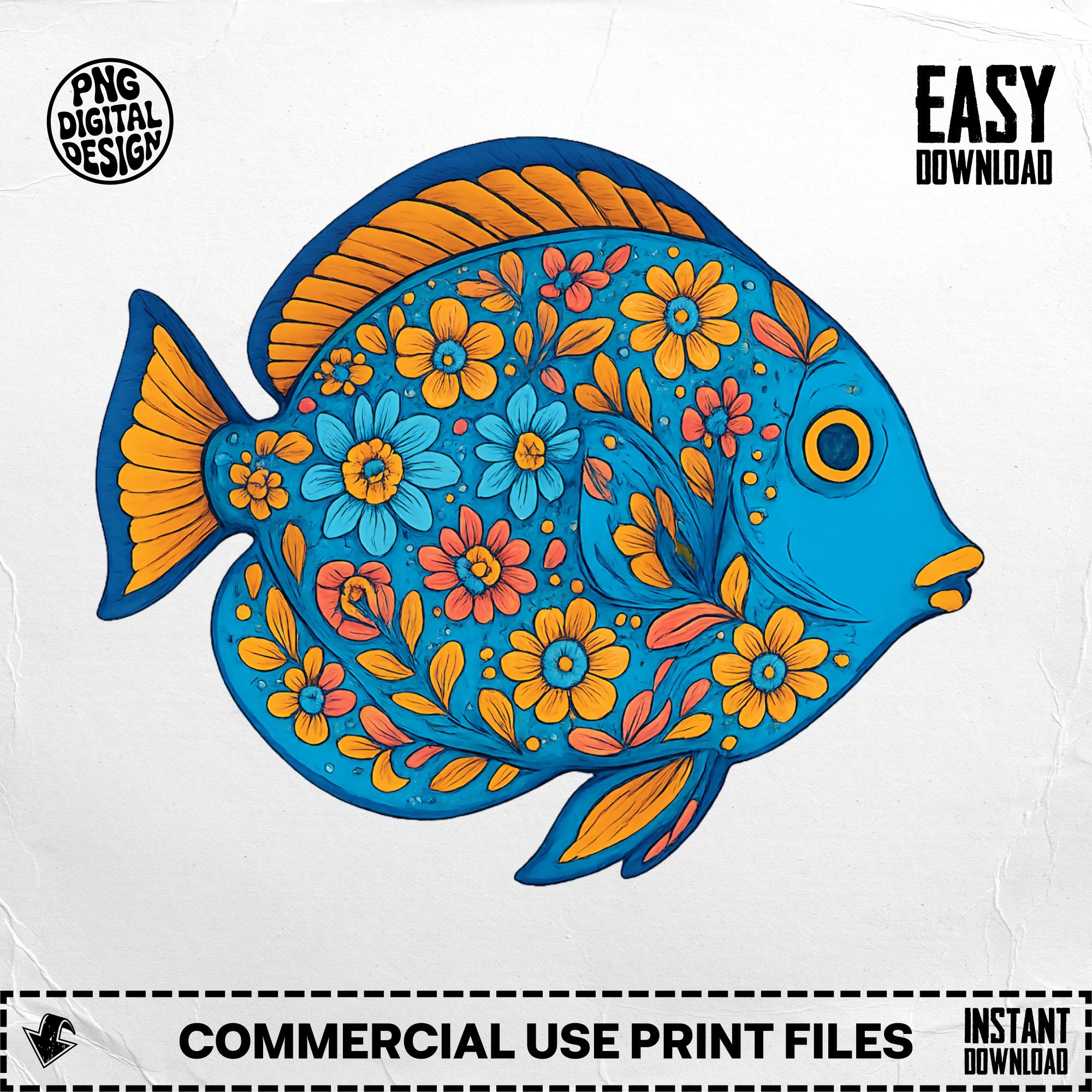 Boho Floral Fish PNG, Summer Clipart (digital Download - Etsy