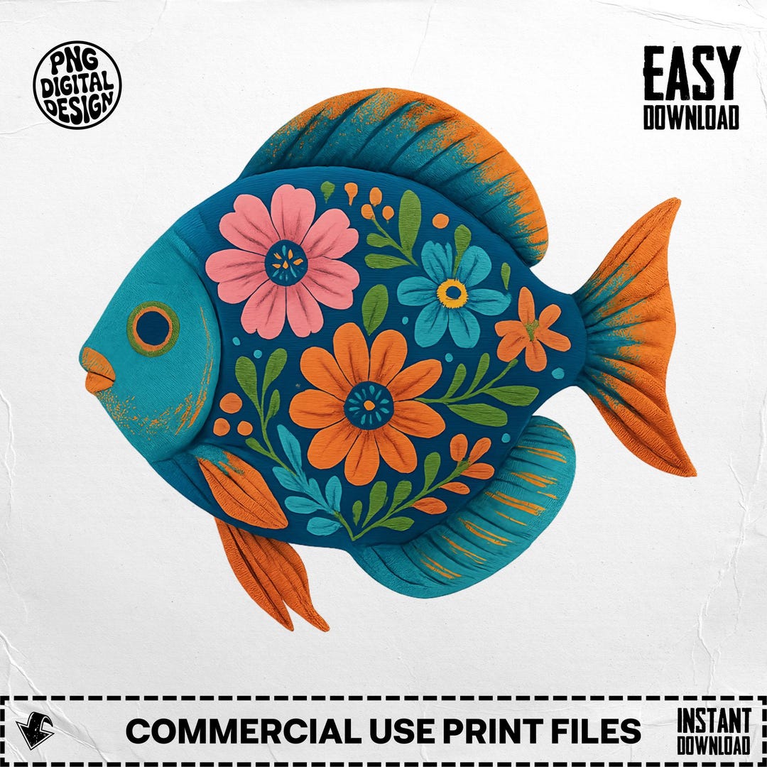 Floral Fish Clipart, Boho Flower Design (digital Download PNG) - Etsy
