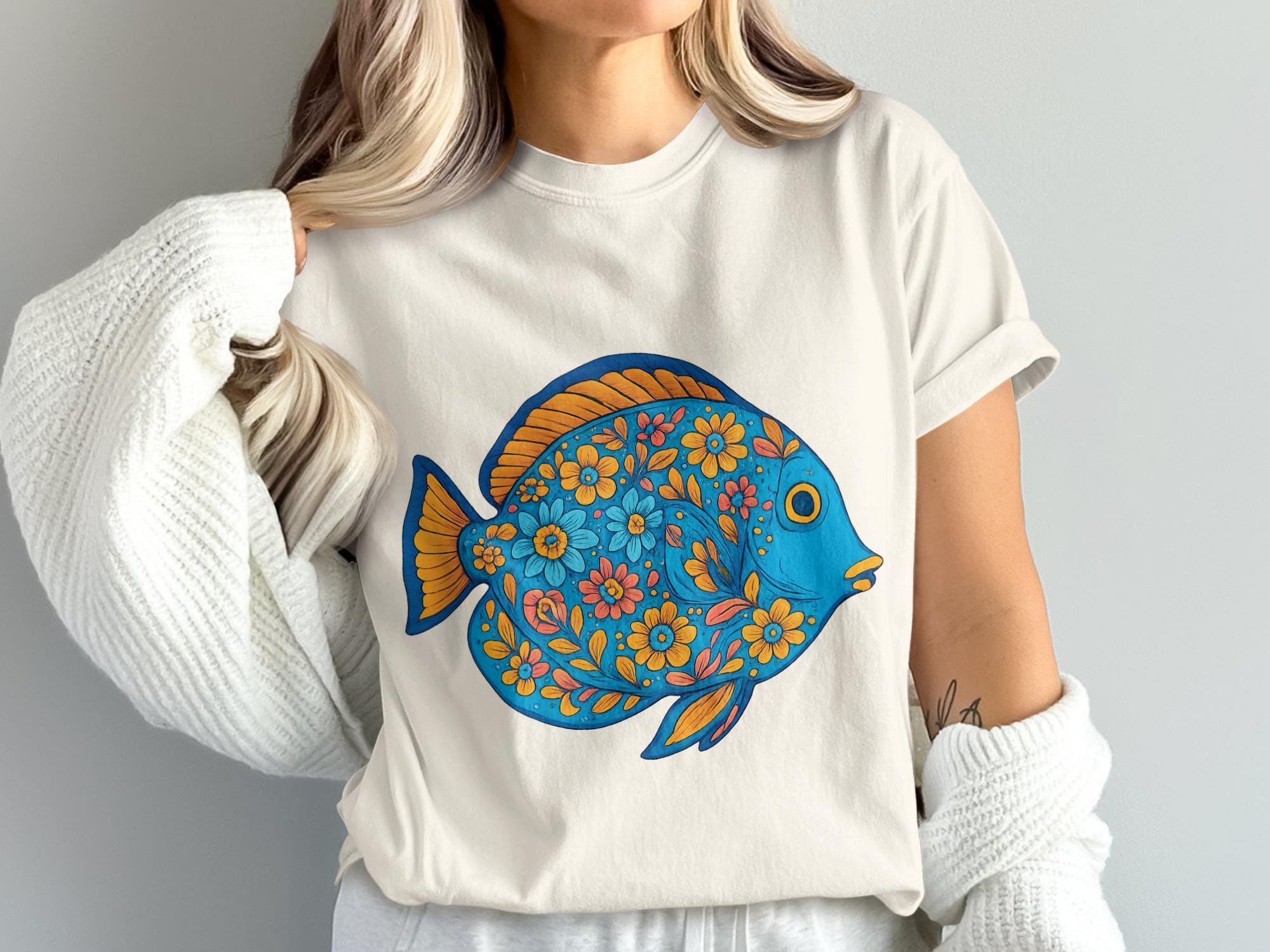 Boho Floral Fish PNG, Summer Clipart (digital Download - Etsy