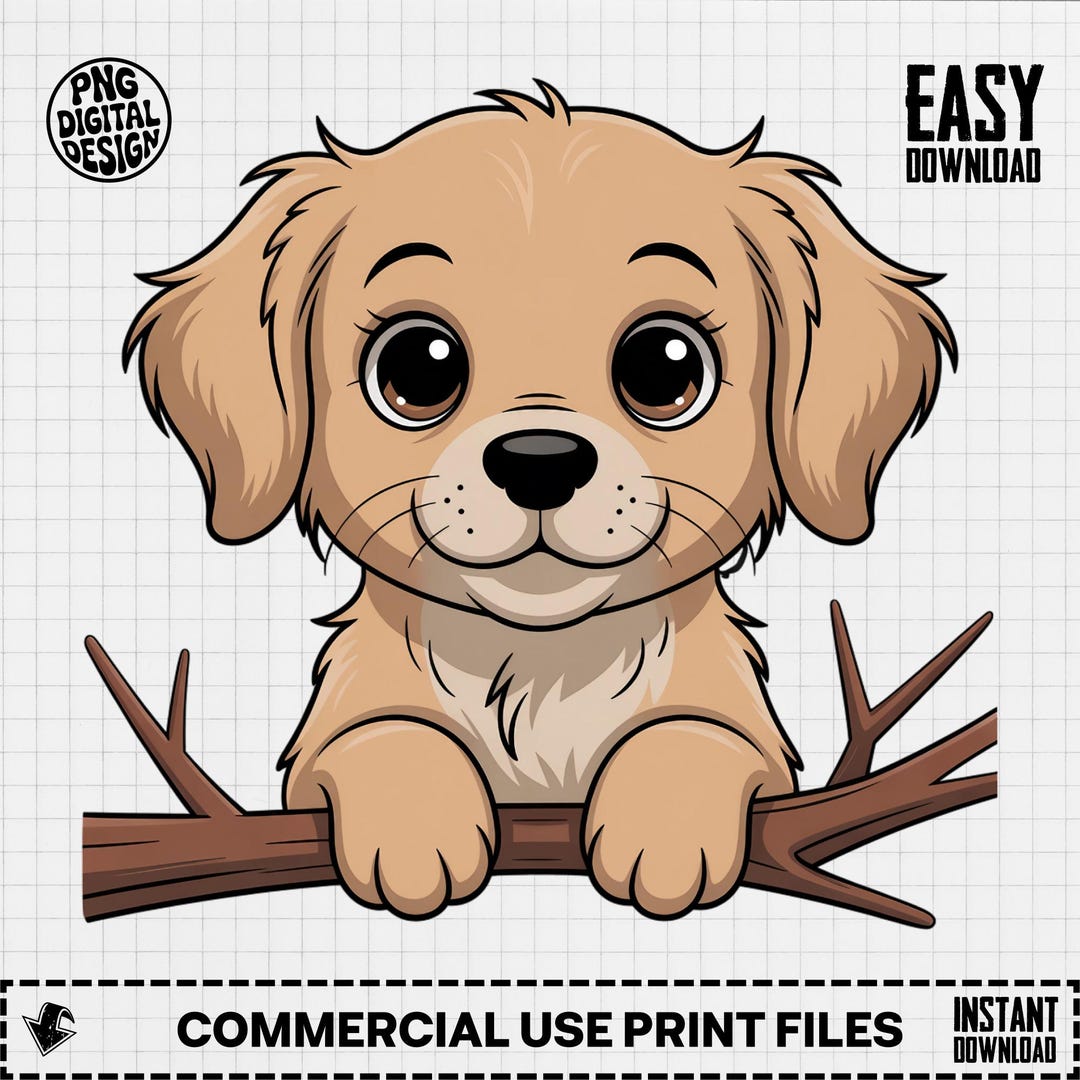 Golden Retriever Puppy Clipart, Nursery Art (PNG Digital Download - Etsy