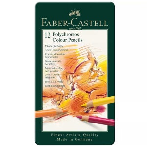 Faber-Castell 110012 Polychromos Soft Colour Pencils, Tin of 12