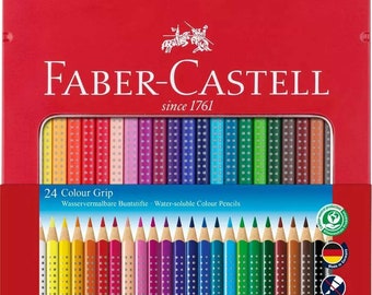Faber-Castell 112423 Colour Grip Wood Colour Pencil, Tin of 24