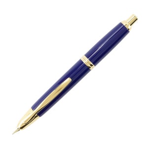 Pilot Blue/Gold Accents Fountain Pen - Vanishing Point Fountain Pen - Authentic Pilot Brand Fountain Pen - Medium (60266) Nib Fountain Pen