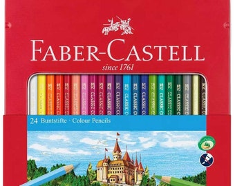 Faber-Castell 115824 Classic Colour Hexagonal Pencils, Tin of 24