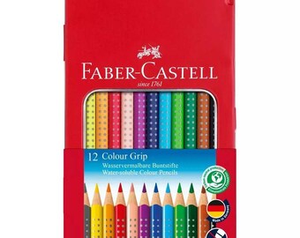 Faber-Castell 112413 Colour Grip Wood Colour Pencil, Tin of 12