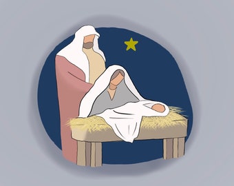 Nativity Digital Sticker | Christmas | Manger | Faceless | GoodNotes Stickers | Clip Art | Pre-Cropped | Icons | PNG