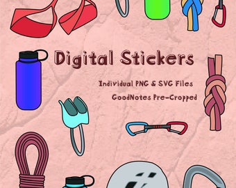 Sport Rock Climbing Digital Stickers | GoodNotes Stickers | Clip Art | Pre-Cropped | Icons | Sports | Fun | PNG | SVG