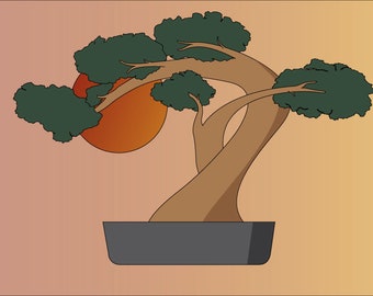 Bonsai Tree Digital Sticker | GoodNotes Stickers | Clip Art | Pre-Cropped | Icons | Japanese| Tree | Nature | Fun | PNG | SVG
