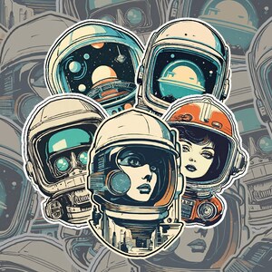Autocollants numériques Head Space | Autocollants GoodNotes | Clipart | Pré-recadré | Icônes | Espace| Amusant | PNG