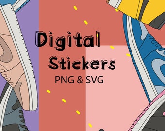 Nike Air Jordan Digital Sneaker Stickers | GoodNotes Stickers | Clip Art | Pre-Cropped | Icons | Sneakers | Fun | PNG | SVG