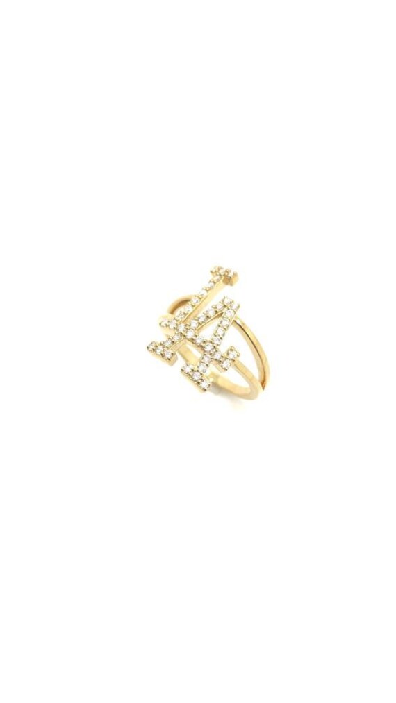 Real Gold and Natural Diamond L A Ring. 14K Gold