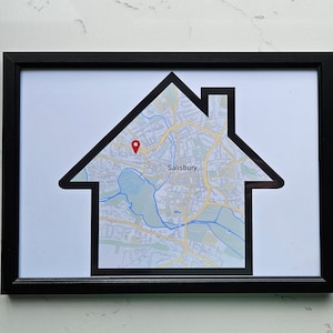 Mappa della casa personalizzata, regalo per la casa, mappa della posizione della casa, regalo per l'inaugurazione della casa