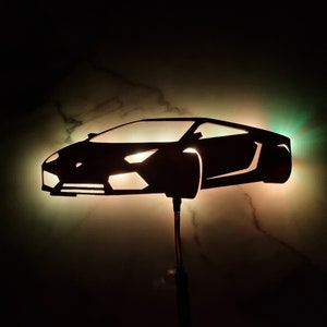 LED-Lampe mit Rennwagen, personalisierter Name, dimmbares USB