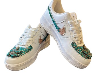 Nike AF1 Customized Sneakers Hand-painted green cannabis leaf Men\'s Size 9 Weed Custom Sneakers Air Force 1, Hand Painted Kicks, Gifts  main image 4