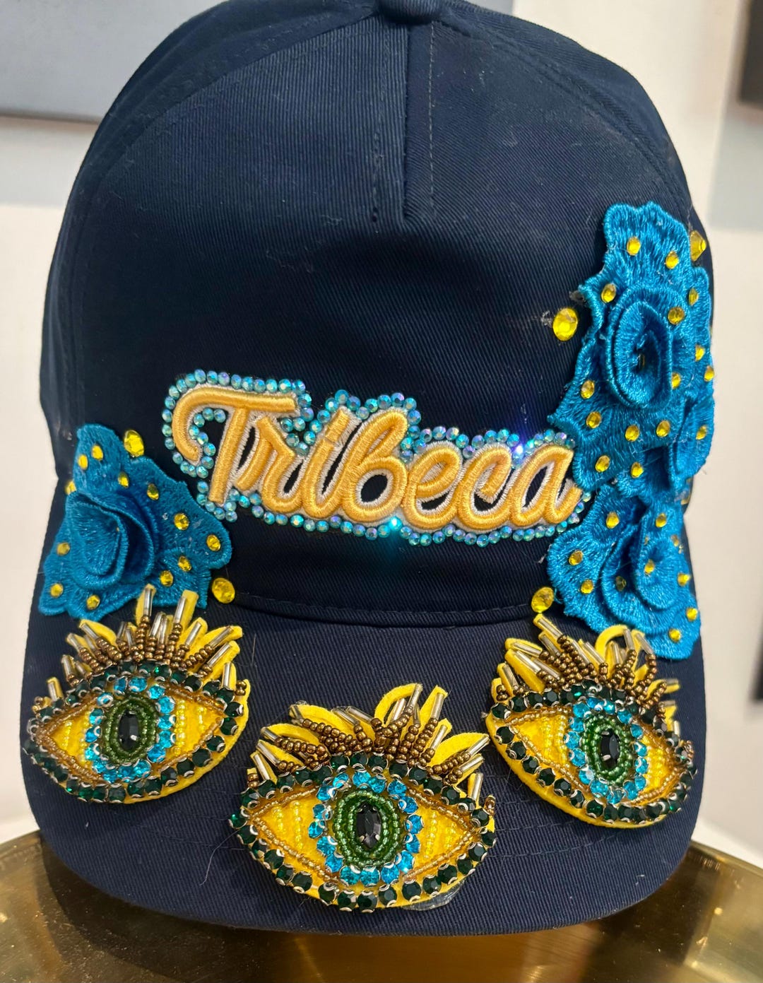 Elegant Blue Embellished Cap Woman main image 2