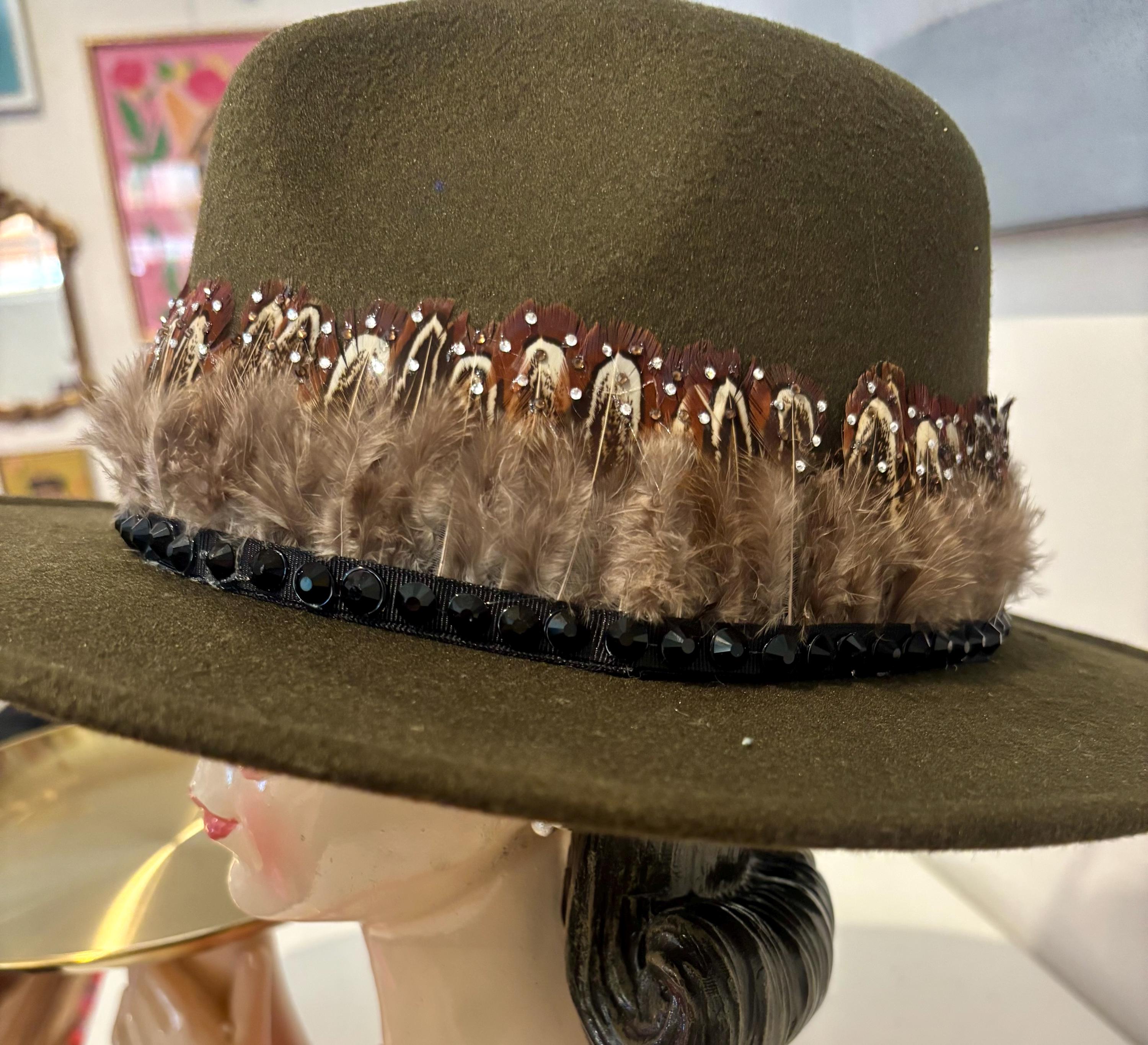 Embellished Olive Green Cap Olive & Pique Baseball Caps Hats for Women for sale | eBay main image 3