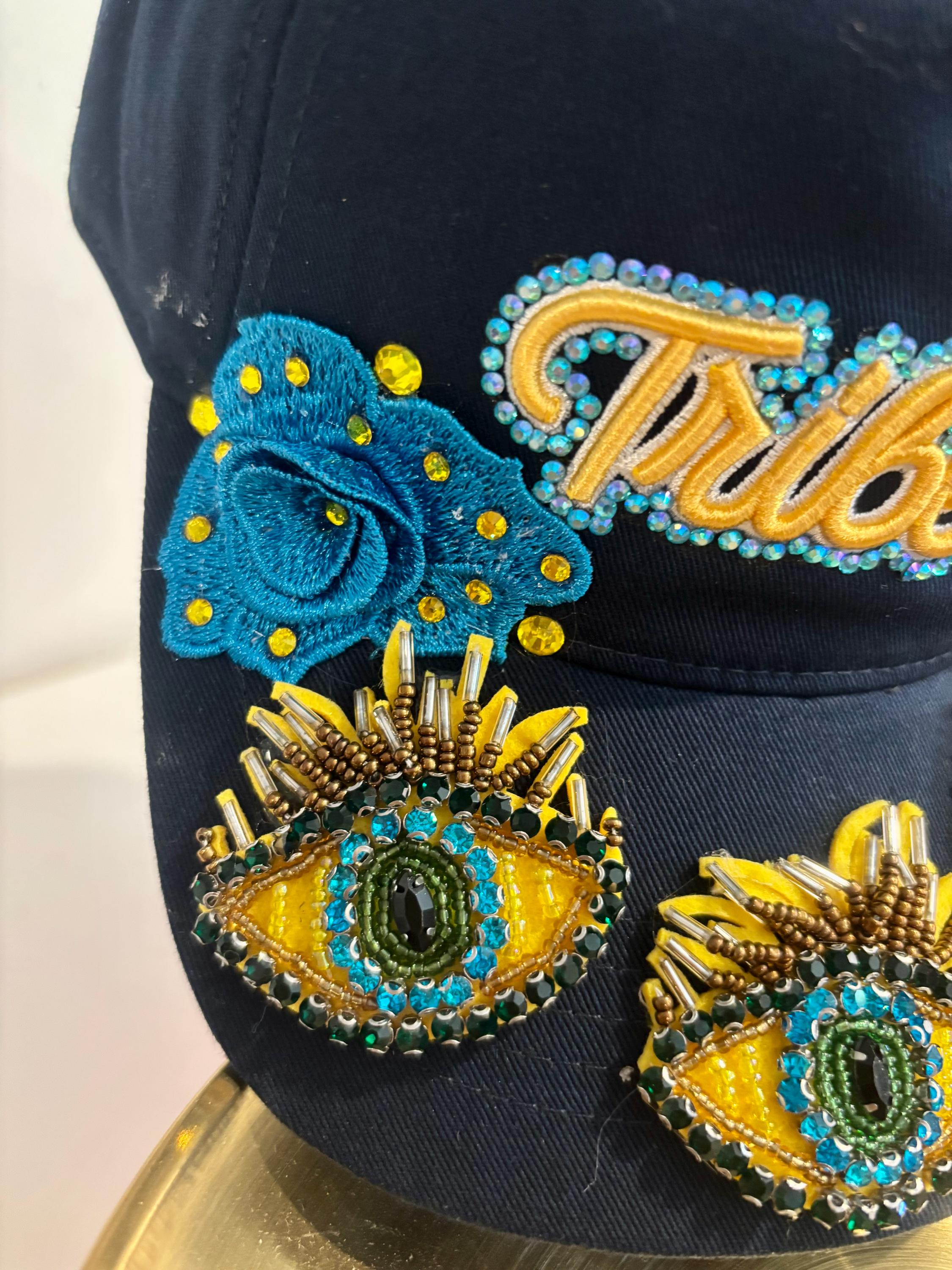 Navy Blue Cap With White Floral Embellishments - Etsy display picture 1
