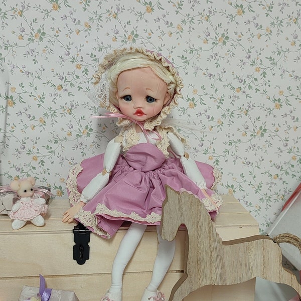 Blonde doll with dresses, Handmade doll with blonde hair, Handmade doll, unique  doll, Vintage doll, sweet doll, romantic doll, Doll