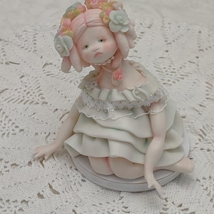 Porcelain Doll  with Colorful Flowers, Decorative Victorian Doll, Unique Victorian Figure, Collectible Doll, Decorative Doll, Author Doll
