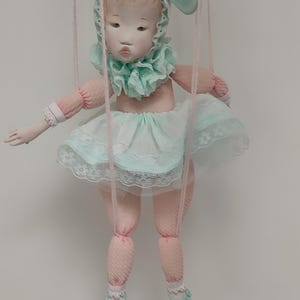 Handmade Clay Face Marionette Doll with Tutu: Fabric & Lace