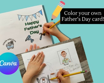 Kid’s color your own last minute Father’s Day card - handy with tools theme