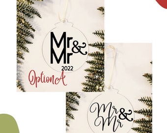 Mr & Mr 2022 ornament, first Christmas as Mr Mr ornament, married ornament, wedding ornament, newly married, gay marriage, gay wedding