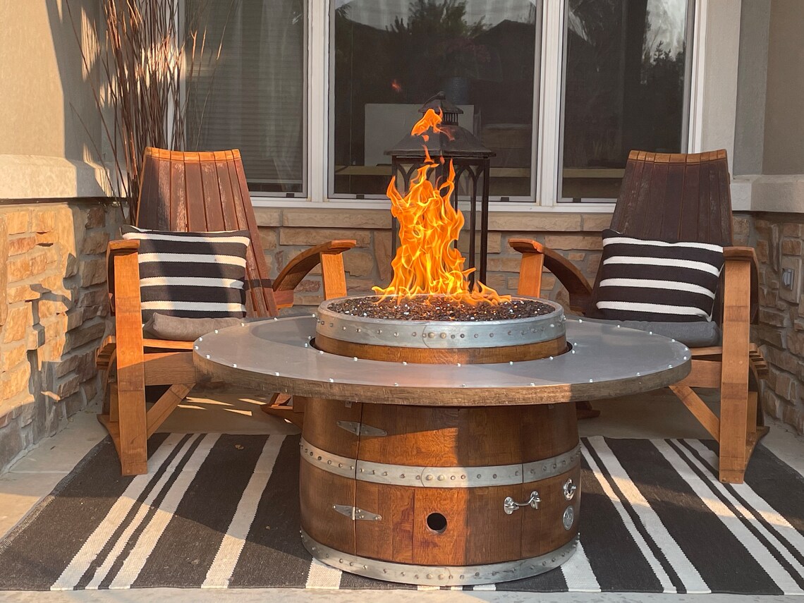 Wine Barrel Fire Pit coffee Table Height Etsy