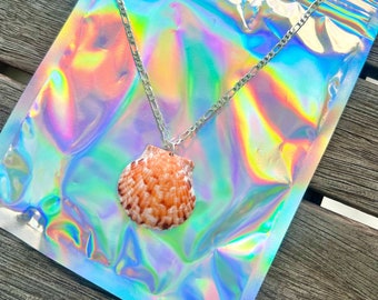 Reversible Orange And Pearl Seashell Necklace
