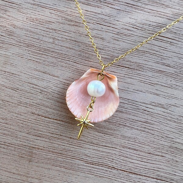Reversible Dreamsicle Siren Seashell Necklace