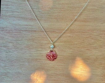 Strawberry Siren Seashell and Pearl Necklace