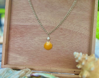 Orange Seashell With Pearl Necklace