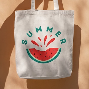 夏のデザイン SVG PNG、夏のスイカ SVG、夏の雰囲気 SVG、夏 SVG、トートバッグ SVG、トレンディなトートバッグ SVG、ビーチバッグ SVG、キャンバスバッグ SVG