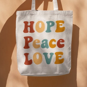 Hope Peace Love SVG PNG, Tote Bag Svg, Trendy Tote Bag Svg, Tote Bag Design Svg, Beach Bag Svg, Book Bag Svg, Digital Download, Cricut,