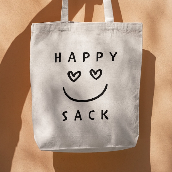 Happy Sack SVG PNG, Funny Quote Svg, Tote Bag Svg, Trendy Tote Bag Svg, Tote Bag Design Svg, Cricut, Beach Bag Svg, Book Bag, Canvas Bag Svg