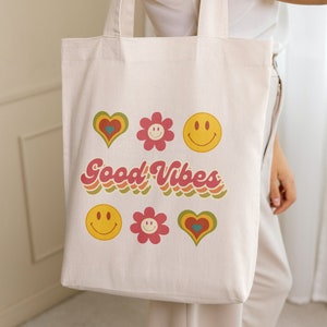 Retro Good Vibes SVG PNG, Vintage Good Vibes Svg, Tote Bag Svg, Trendy Svg, Svg For Tote Bags, Tote Bag Design, Beach Bag Svg, Book Bag Svg image 1