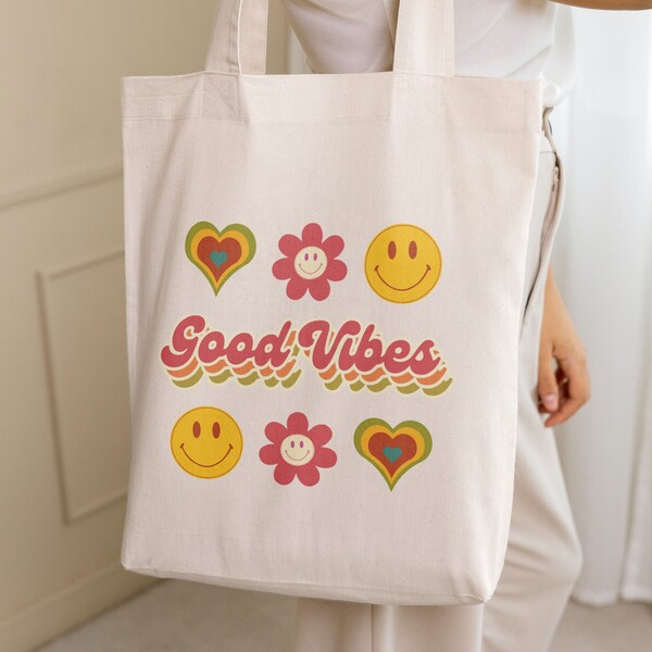 Retro Good Vibes SVG PNG, Vintage Good Vibes Svg, Tote Bag Svg, Trendy Svg, Svg For Tote Bags, Tote Bag Design, Beach Bag Svg, Book Bag Svg