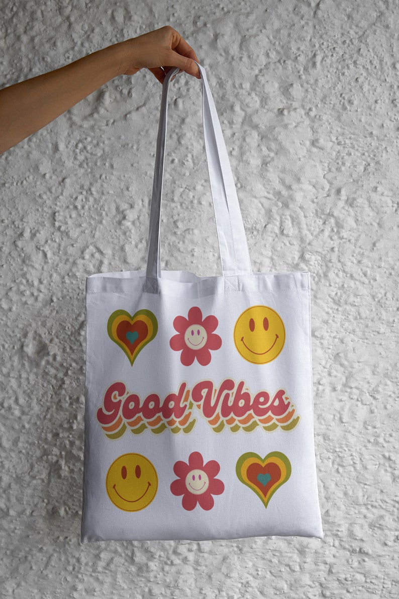 Retro Good Vibes SVG PNG, Vintage Good Vibes Svg, Tote Bag Svg, Trendy Svg, Svg For Tote Bags, Tote Bag Design, Beach Bag Svg, Book Bag Svg image 3