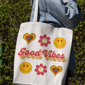 Retro Good Vibes SVG PNG, Vintage Good Vibes Svg, Tote Bag Svg, Trendy Svg, Svg For Tote Bags, Tote Bag Design, Beach Bag Svg, Book Bag Svg image 4