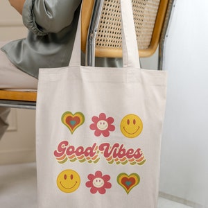 Retro Good Vibes SVG PNG, Vintage Good Vibes Svg, Tote Bag Svg, Trendy Svg, Svg For Tote Bags, Tote Bag Design, Beach Bag Svg, Book Bag Svg image 7