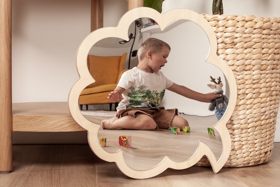PELTES® Think cloud Specchio, Specchi da parete per la cameretta dei bambini,  Specchio da parete