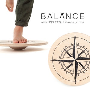 PELTES® COMPASS Balancekreis, Wackelbrett, Balance Board aus Holz, Brett, Holzkreis, Wackel, Balance, Fitness Bild 1