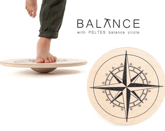 Cercle d'équilibre PELTES® COMPASS, planche bancale, planche d'équilibre en bois, planche, cercle en bois, oscillation, équilibre, fitness