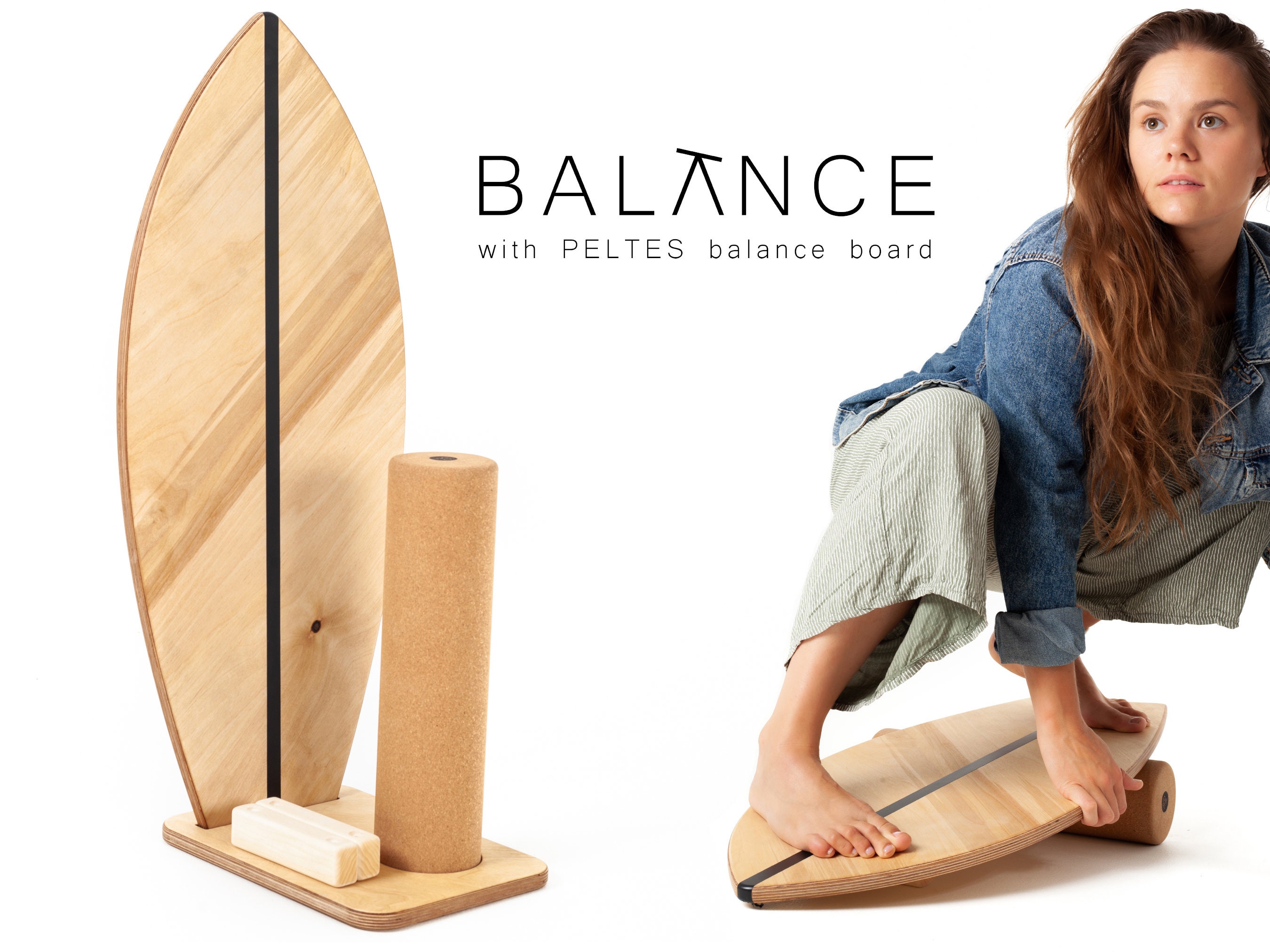 PELTES® Surf Style Balance Board, Wobbly Board, Wooden Surf Board, Balance  Board for Surfing, Snowboarding, Skateboard Training, Wobble 
