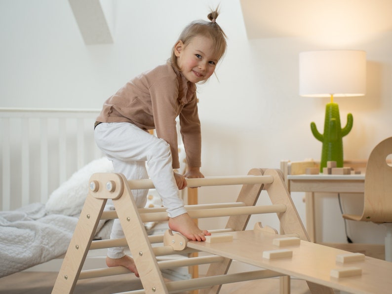 Ensemble de 3 articles Montessori, triangle d'escalade, rampe double face, arche d'escalade, salle de sport pour tout-petit, ensemble de triangle d'escalade, jouets montessori, image 8