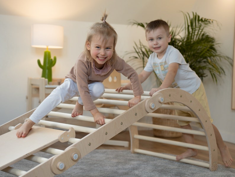 Set of 3 Montessori items, climbing triangle, double-sided ramp, climbing arch, gym for toddler, climbing triangle set, montessori toys, image 5