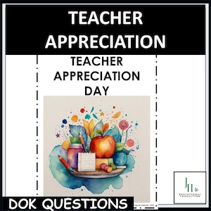 May include: A Teacher Appreciation Day graphic with the text "Teacher Appreciation" and "Teacher Appreciation Day." The image features a watercolor illustration of an apple, pencils, and other school-related items.