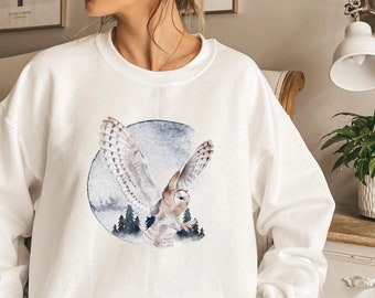 Owl Sweatshirt, Boho Nature Top, Barn Owl, Spirit Animal, Spiritual Clothes, Metaphysical, Gift for Hippie, Gift for Nature Lover, Pullover