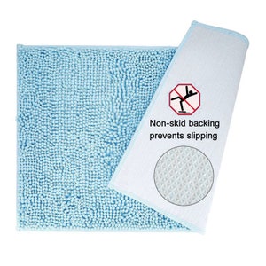 SUPER SALES 50% OFF 2-pack Divine Quality Luxury Blue Chenille Bath Mat Rug,Super Absorbent and Thick, Non-Slip bath mat, easy to wash image 6